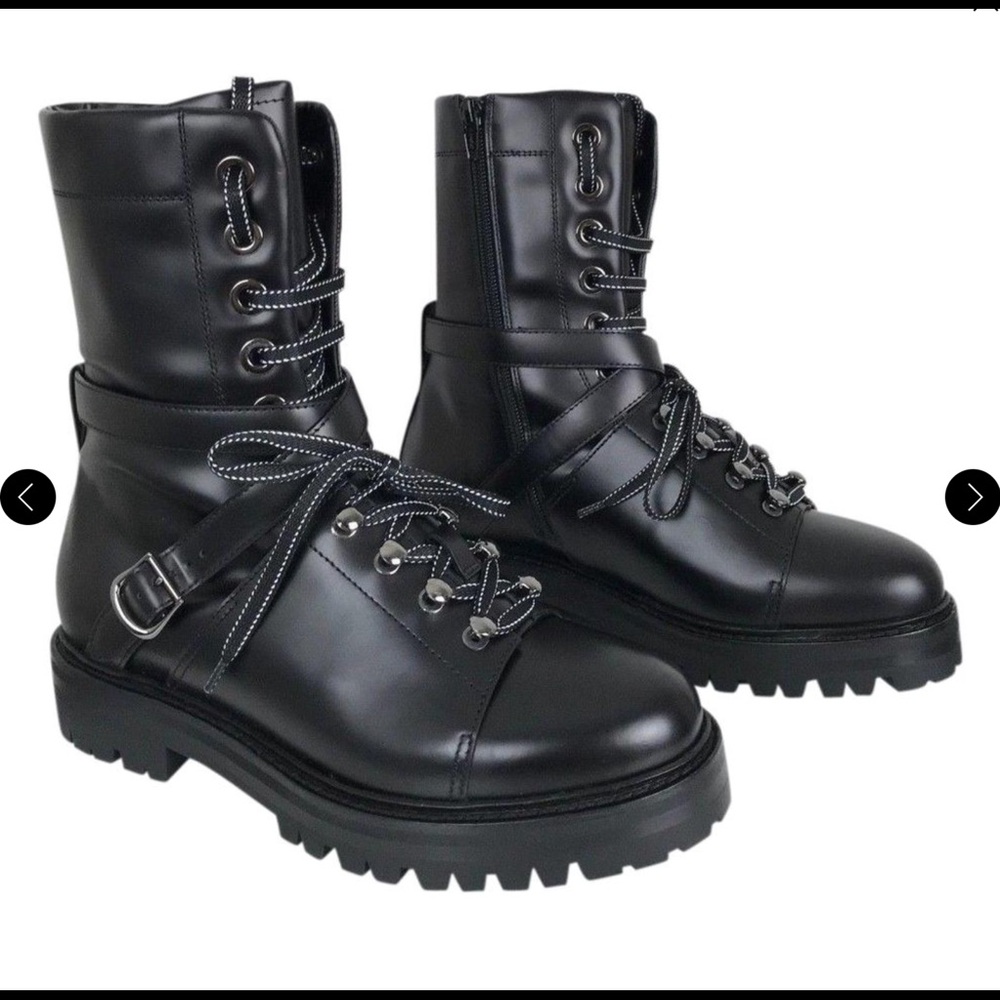 Valentino Black Rockstud High Top Combat Lace Up